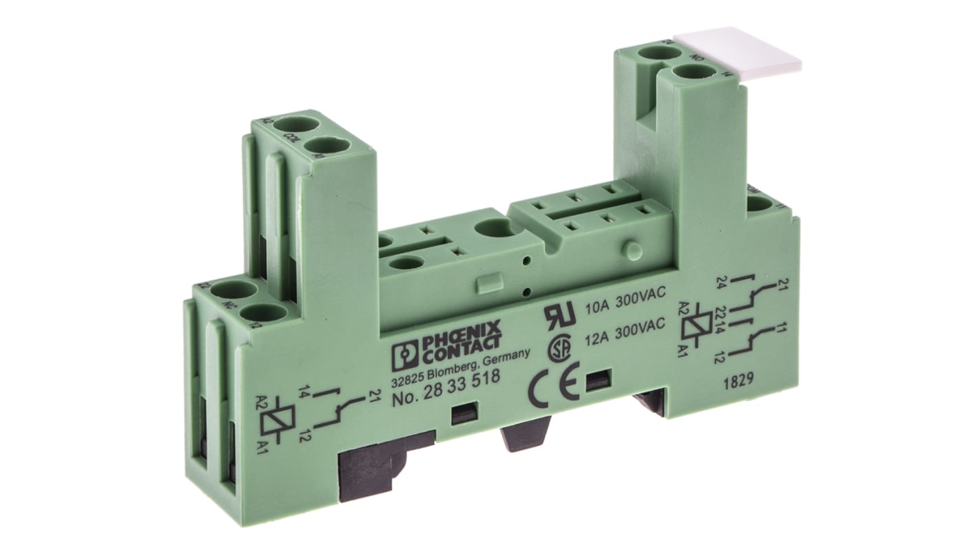 Phoenix Contact PRI-BSC 300V ac/dc DIN Rail Relay Socket, for use with PR1 Series