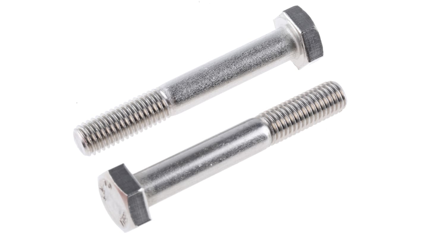 RS PRO Stainless Steel, Hex Bolt, M10 x 70.0mm