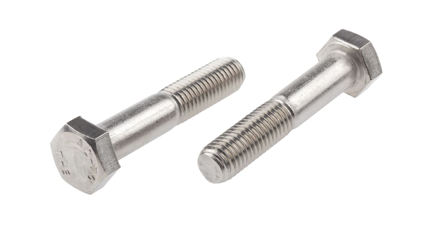 RS PRO Stainless Steel, Hex Bolt, M12 x 65.0mm