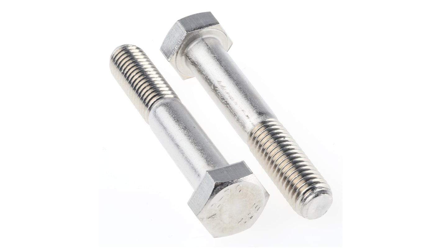 RS PRO Stainless Steel Hex, Hex Bolt, M12 x 70mm