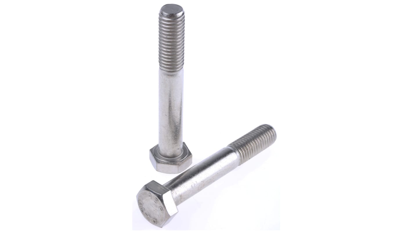 RS PRO Stainless Steel, Hex Bolt, M12 x 80.0mm