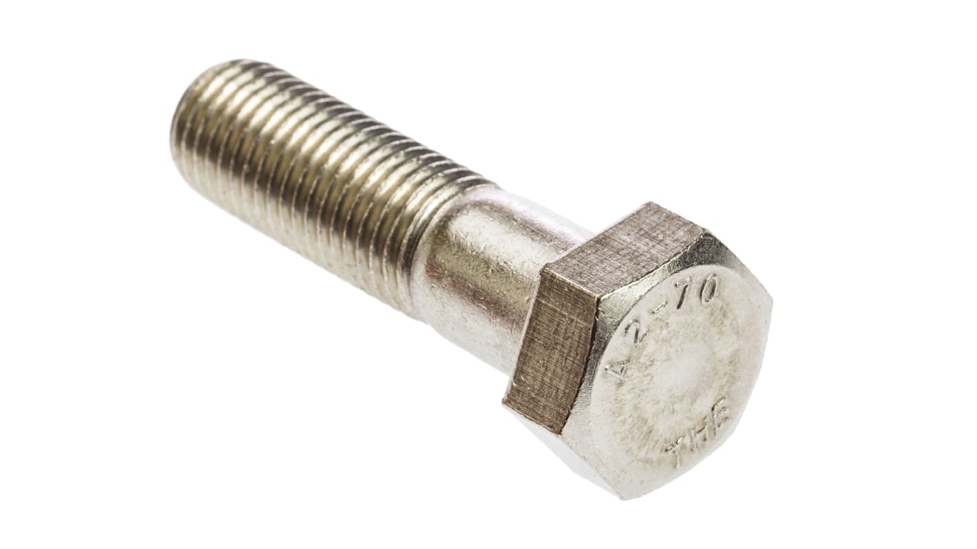 RS PRO Stainless Steel, Hex Bolt, M16 x 60.0mm
