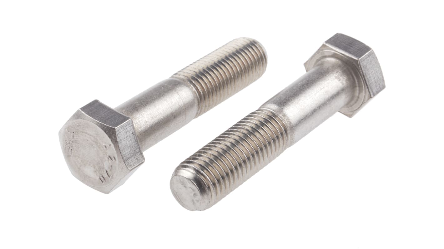 RS PRO Stainless Steel, Hex Bolt, M16 x 75.0mm