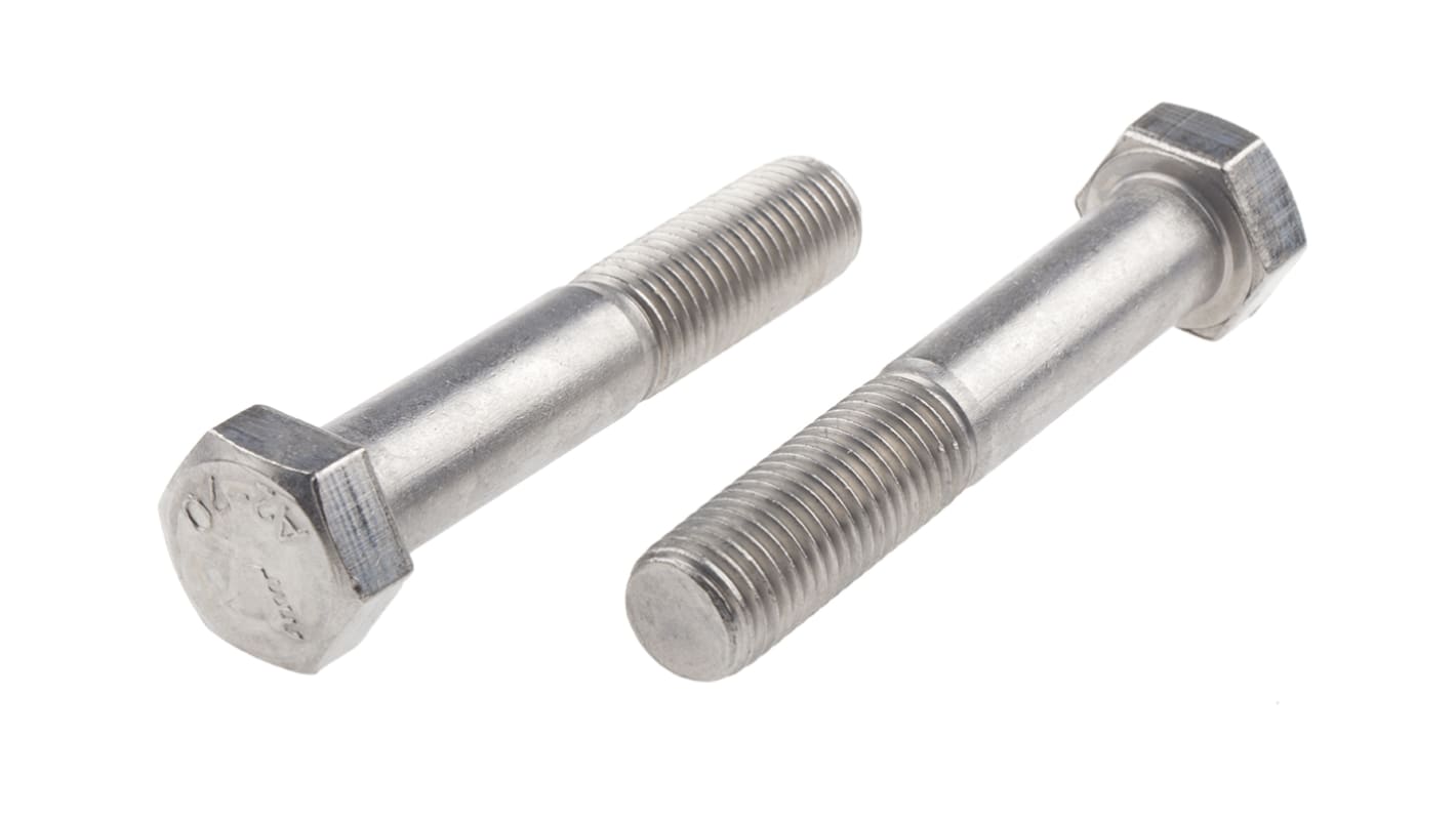 RS PRO Stainless Steel, Hex Bolt, M16 x 90.0mm