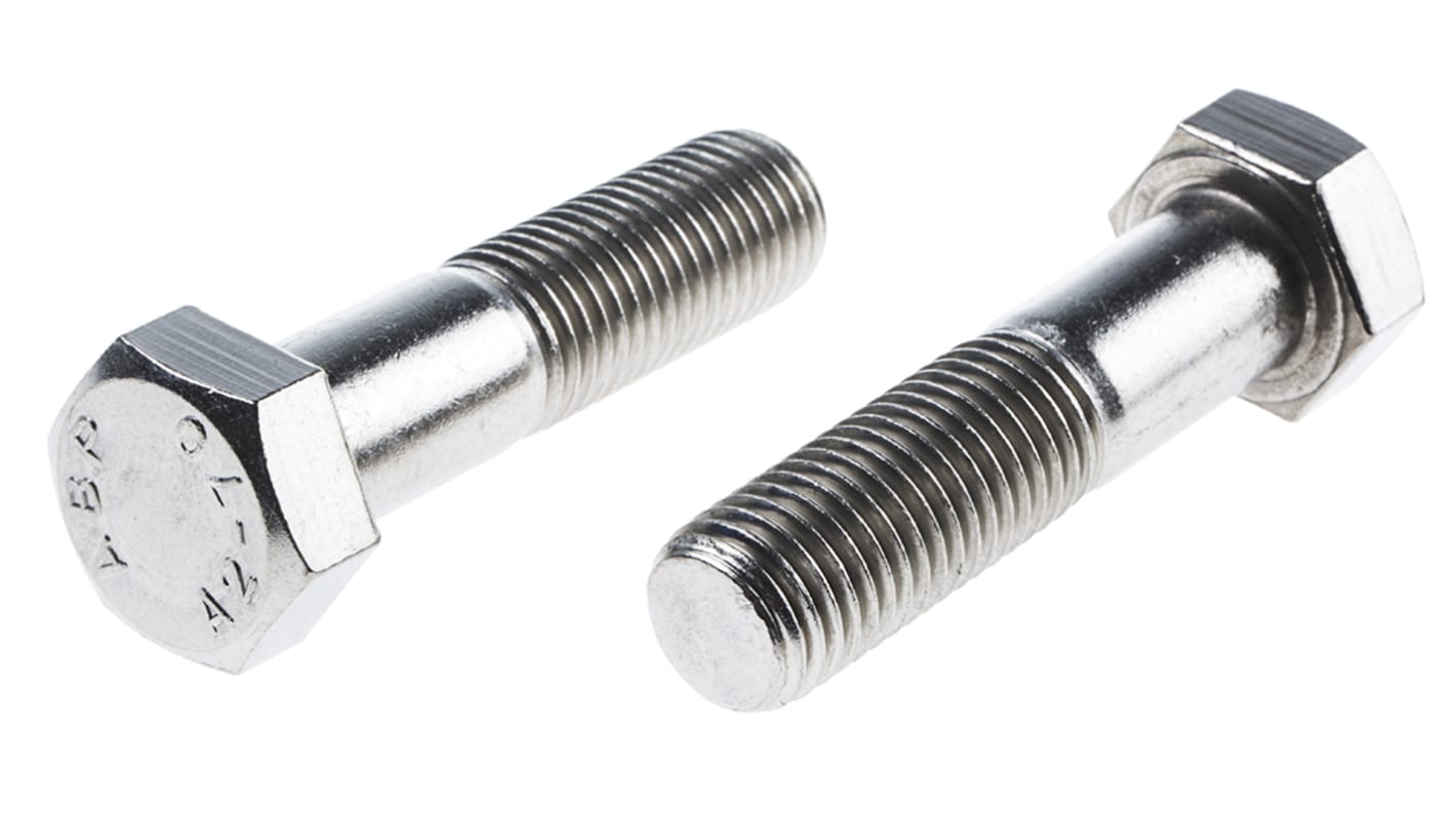 RS PRO Stainless Steel, Hex Bolt, M20 x 80.0mm