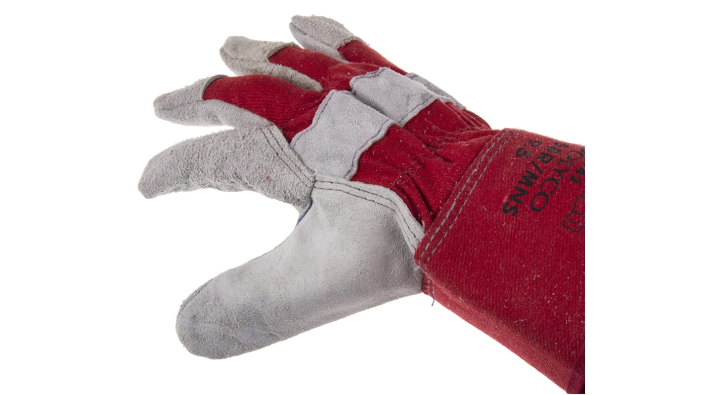 Polyco Healthline Premium Chrome Rigger Red Cotton, Leather General Purpose Work Gloves, Size 9