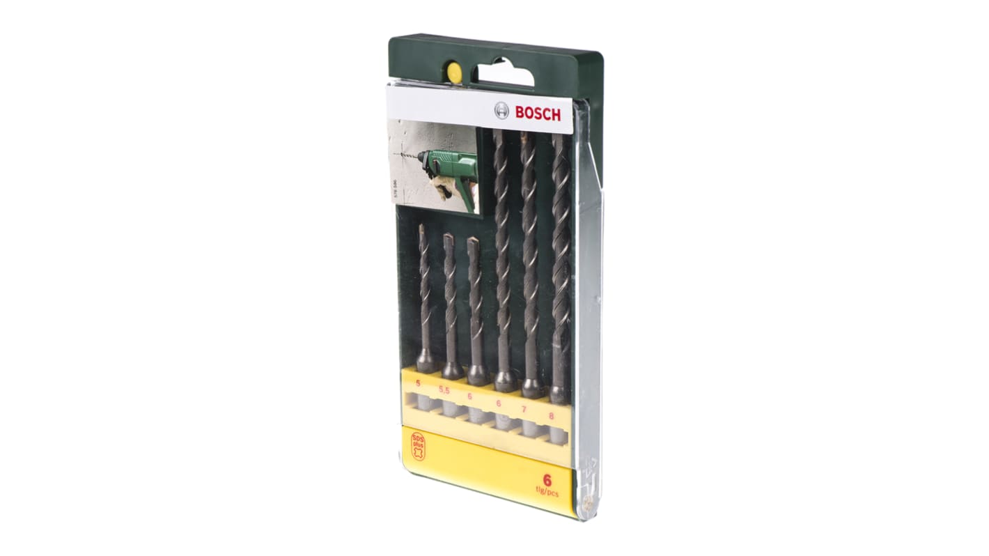 Bosch 6-Piece SDS Drill Bit Set for Masonry, 8mm Max, 5mm Min, Carbide Bits