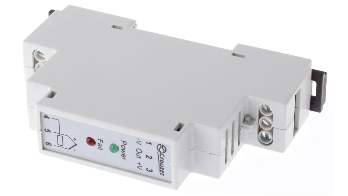 Acondicionador de señal Crouzet, alim. 24V dc, in. 0 → 600°C, out. 0 → 10V dc, para carril DIN