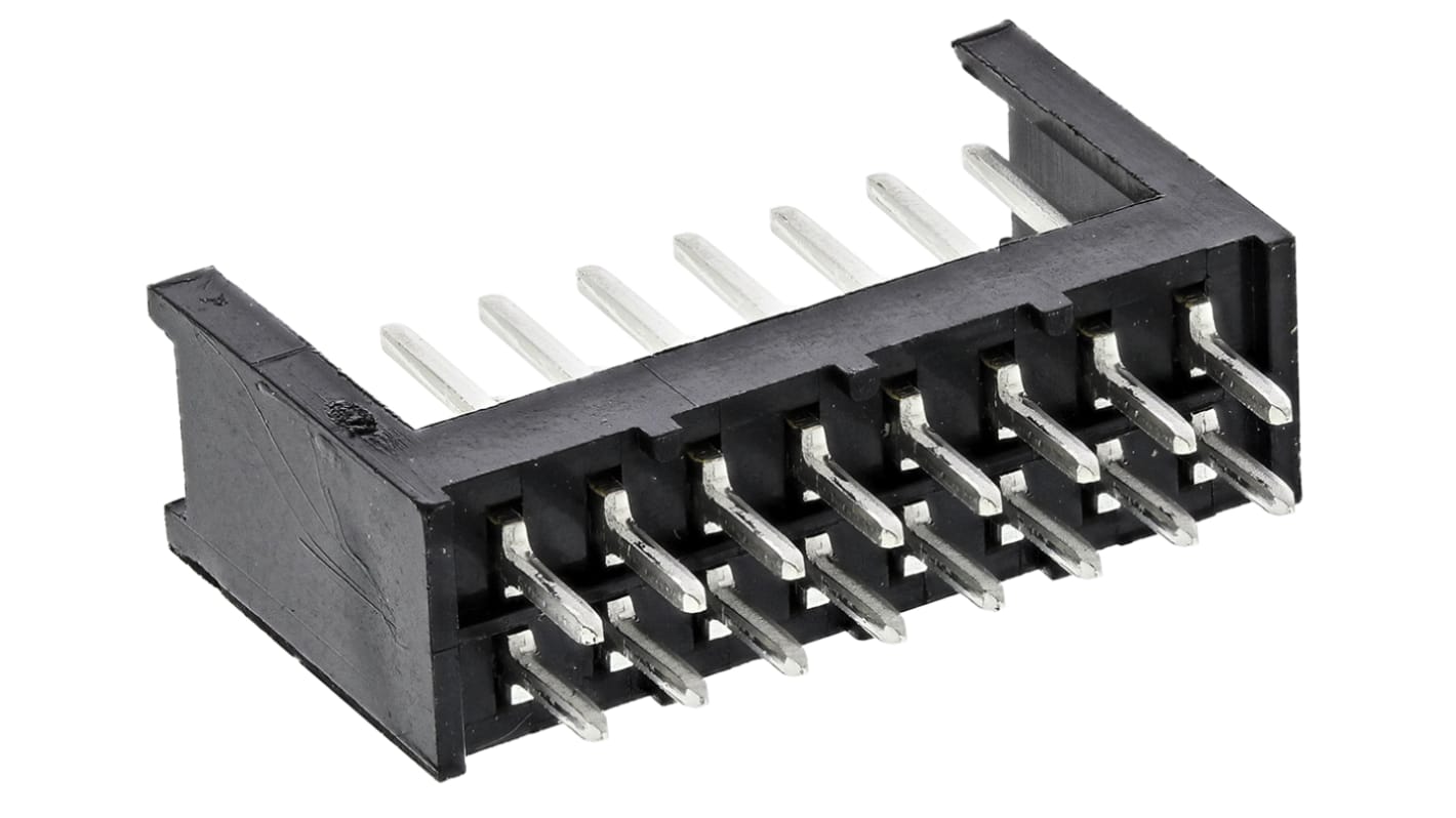 TE Connectivity AMPMODU MOD II Series Straight Through Hole PCB Header, 16 Contact(s), 2.54mm Pitch, 2 Row(s), Shrouded