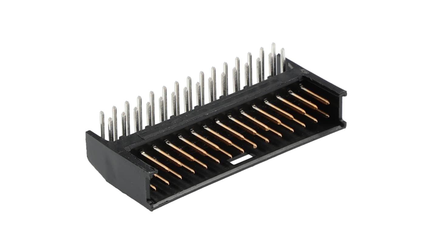 TE Connectivity AMPMODU MOD II Series Right Angle Through Hole PCB Header, 30 Contact(s), 2.54mm Pitch, 2 Row(s),