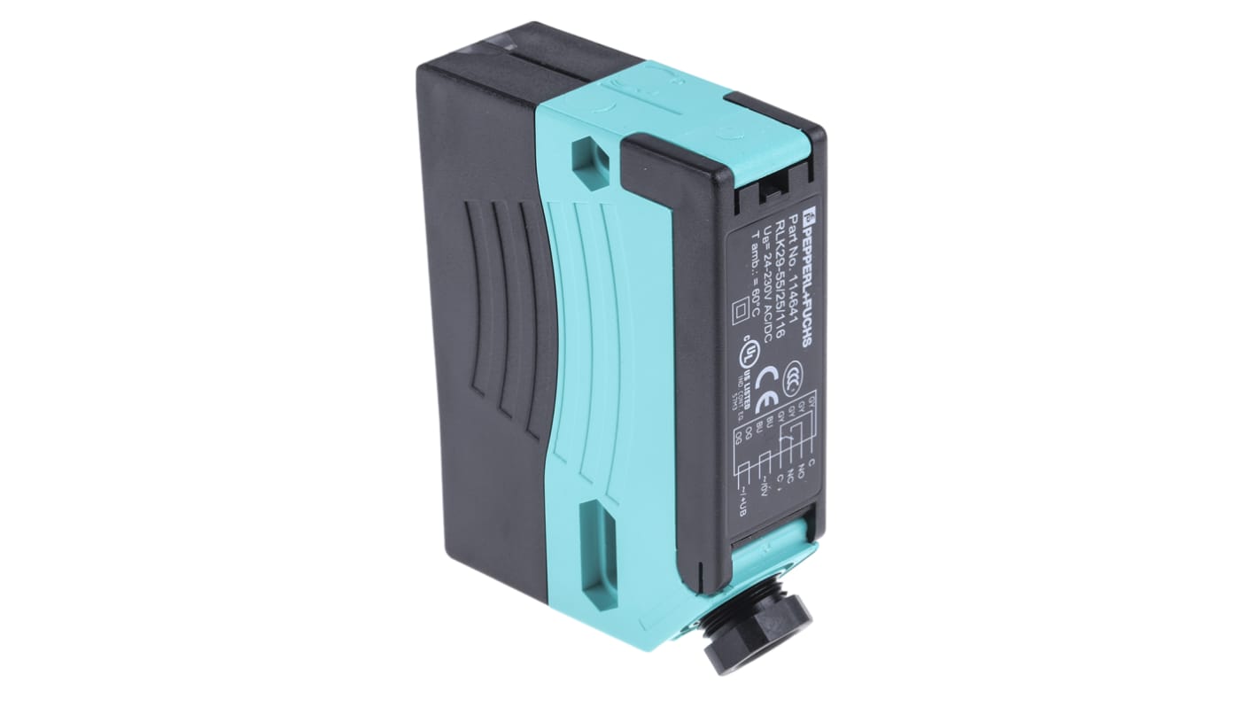 Rs-Online Sensore fotoelettrico Rettangolare Pepperl + Fuchs a retroriflessione rilevamento 12 m uscita Relè