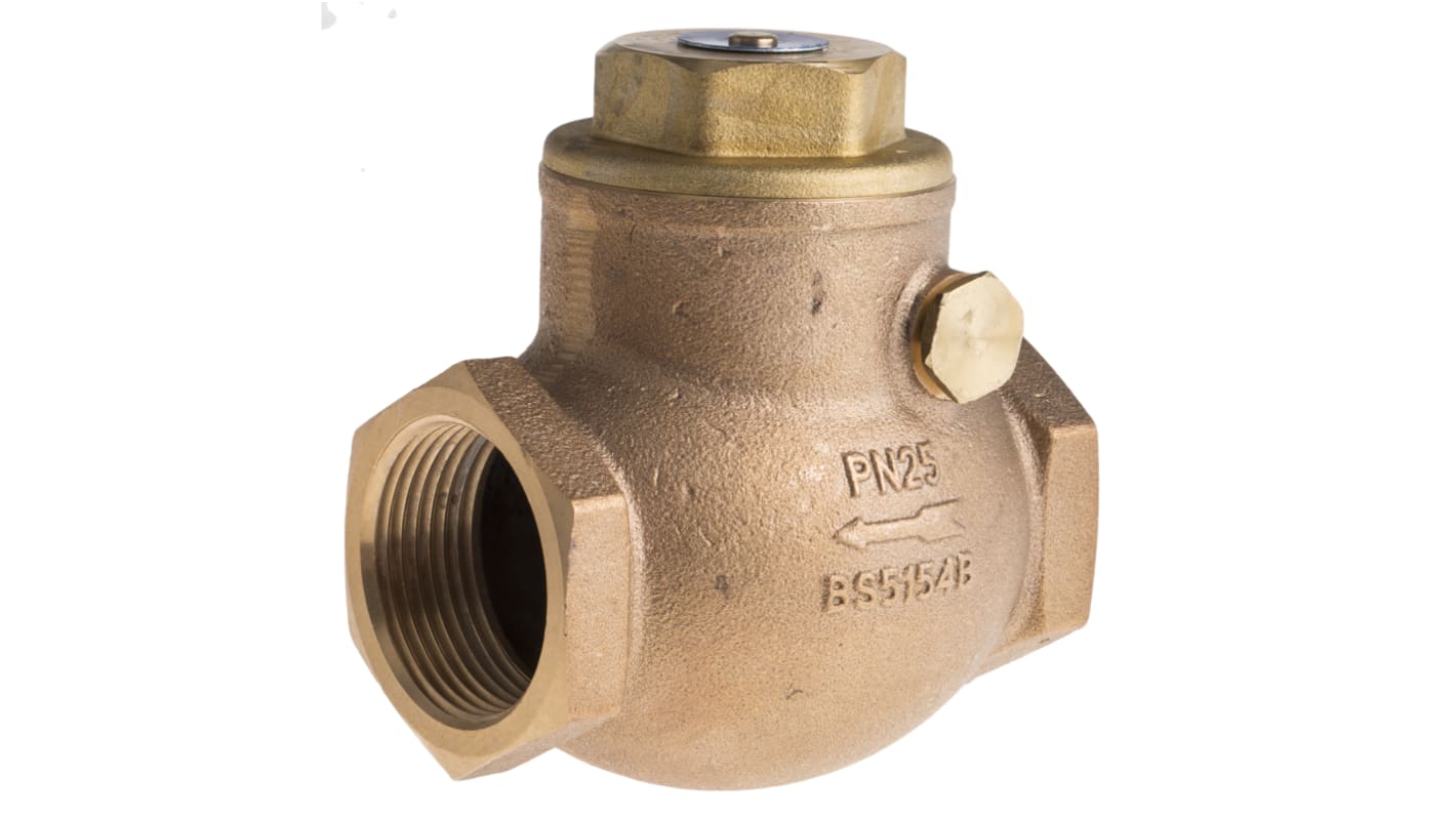 RS PRO Bronze Single Check Valve, BSPT 1-1/4in, 20 bar