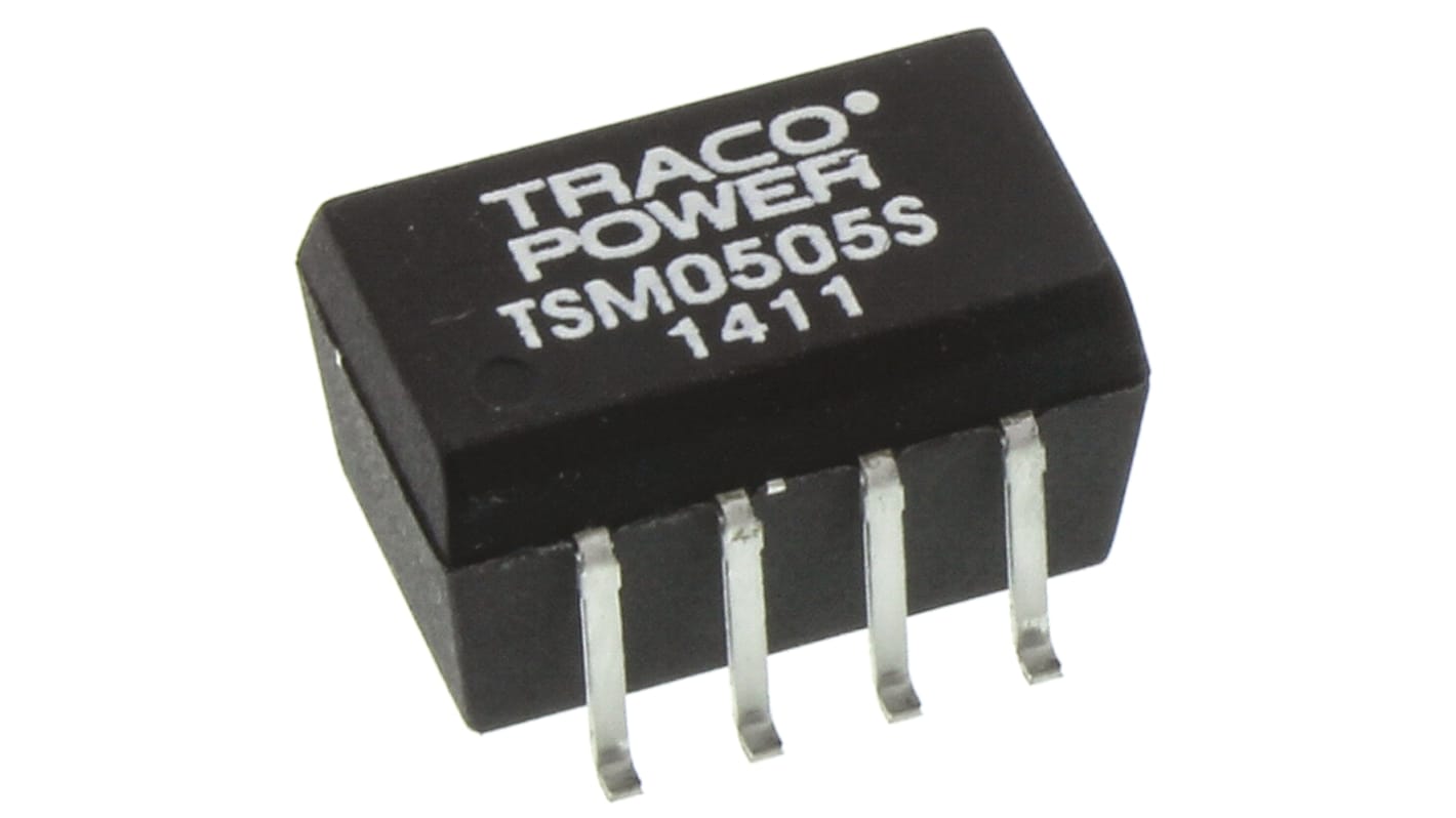 TRACOPOWER TSM DC-DC Converter, 5V dc/ 200mA Output, 4.5 → 5.5 V dc Input, 1W, Surface Mount, +85°C Max Temp