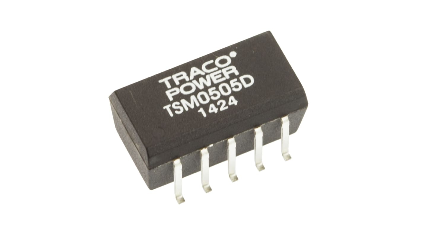 TRACOPOWER TSM DC-DC Converter, ±5V dc/ ±100mA Output, 4.5 → 5.5 V dc Input, 1W, Surface Mount, +85°C Max Temp