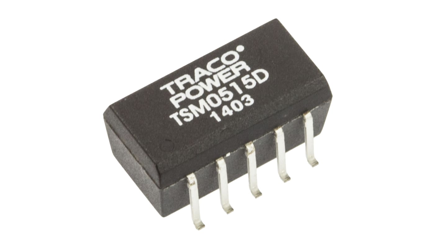 TRACOPOWER TSM DC-DC Converter, ±15V dc/ ±30mA Output, 4.5 → 5.5 V dc Input, 1W, Surface Mount, +85°C Max Temp