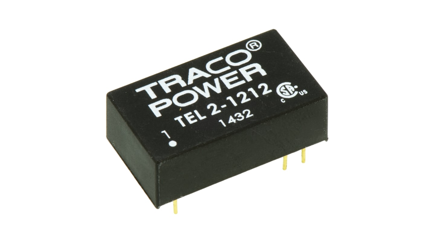 TRACOPOWER TEL 2 DC-DC Converter, 12V dc/ 165mA Output, 9 → 18 V dc Input, 2W, Through Hole, +75°C Max Temp