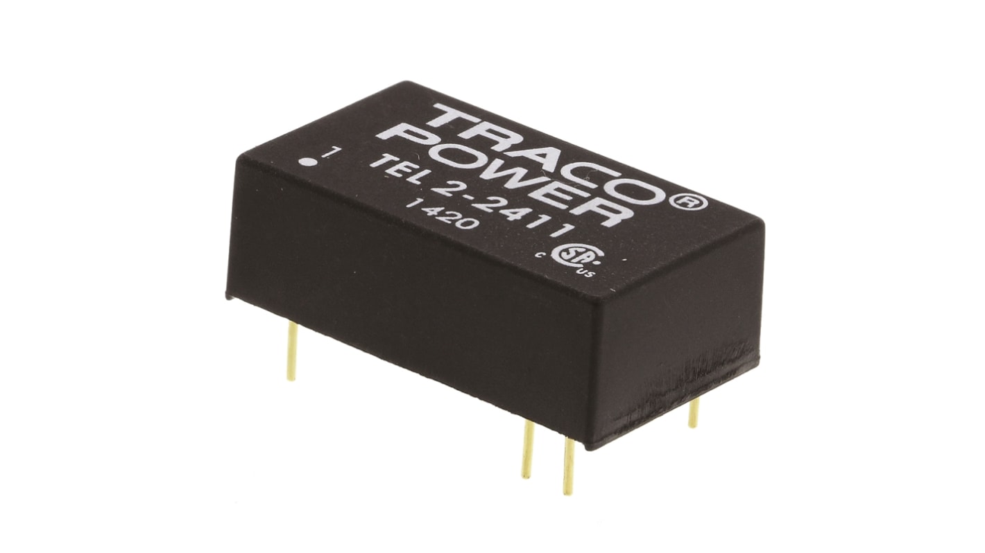 TRACOPOWER TEL 2 DC-DC Converter, 5V dc/ 400mA Output, 18 → 36 V dc Input, 2W, Through Hole, +75°C Max Temp