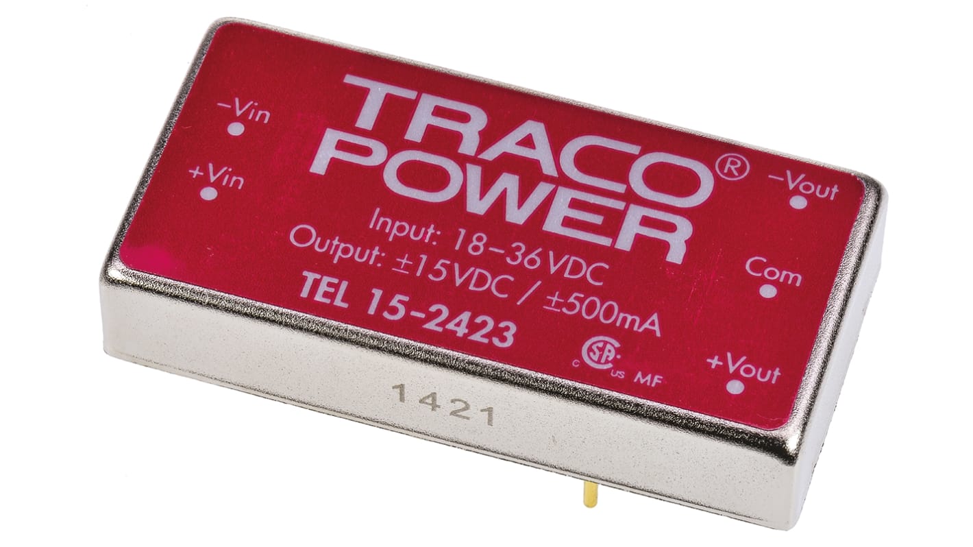 Convertitore c.c.-c.c. 15W, Vin 18 → 36 V c.c., Vout ±15V cc, 1.5kV cc No No