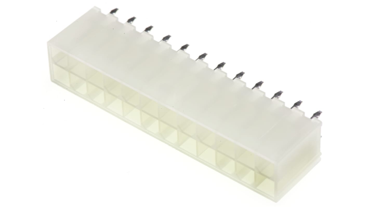 Molex Mini-Fit Jr. Series Straight Through Hole PCB Header, 24 Contact(s), 4.2mm Pitch, 2 Row(s), Shrouded