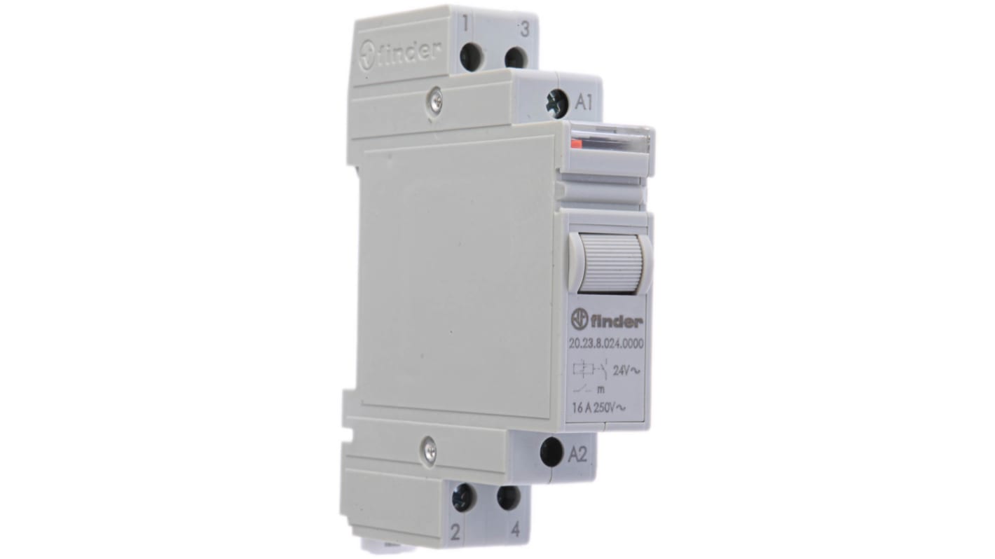 Finder DIN Rail Latching Modular Step Relay, 24V ac Coil, 16A Switching Current, SP-NC, SP-NO