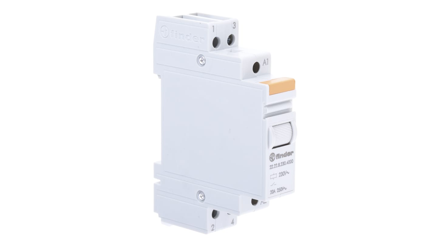 Finder Relais 230V ac Spule 2-poliger Schließer für DIN-Schienen 20A 4,2 kO 3W Monostabiles Relais