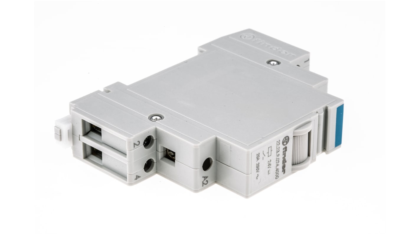 Relè Finder serie 22 Series, SPST-NC, SPST-NA, bobina 24V cc, Guida DIN