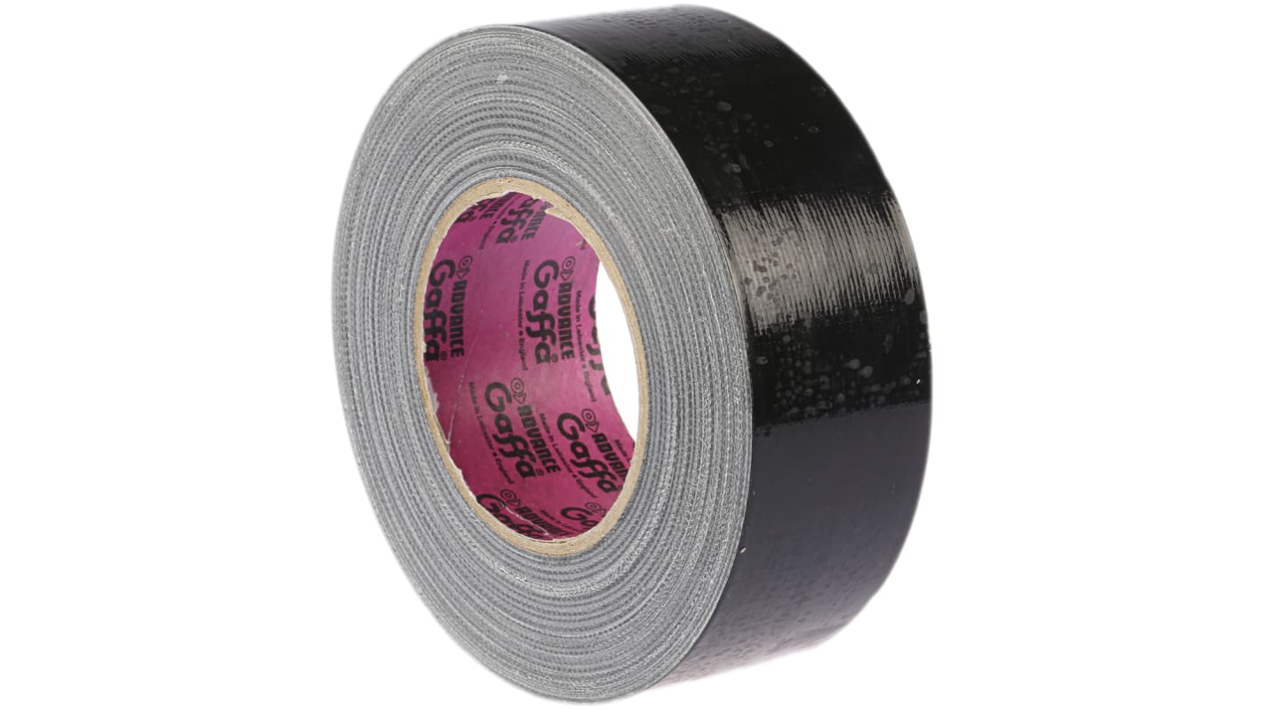 Advance Tapes AT202 Black Gloss Gaffa Tape, 50mm x 50m, 0.22mm Thick