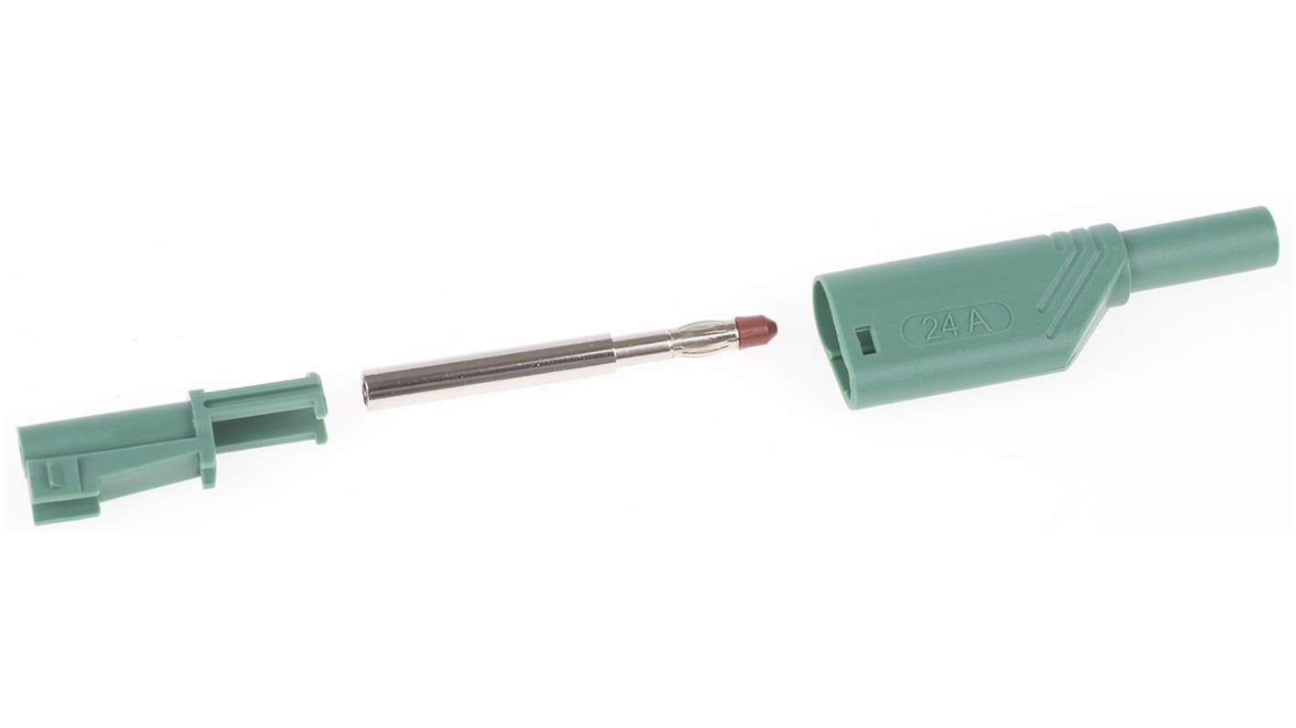 Hirschmann Test & Measurement Green Male Banana Plug, 4 mm Connector, Screw Termination, Nickel Plating