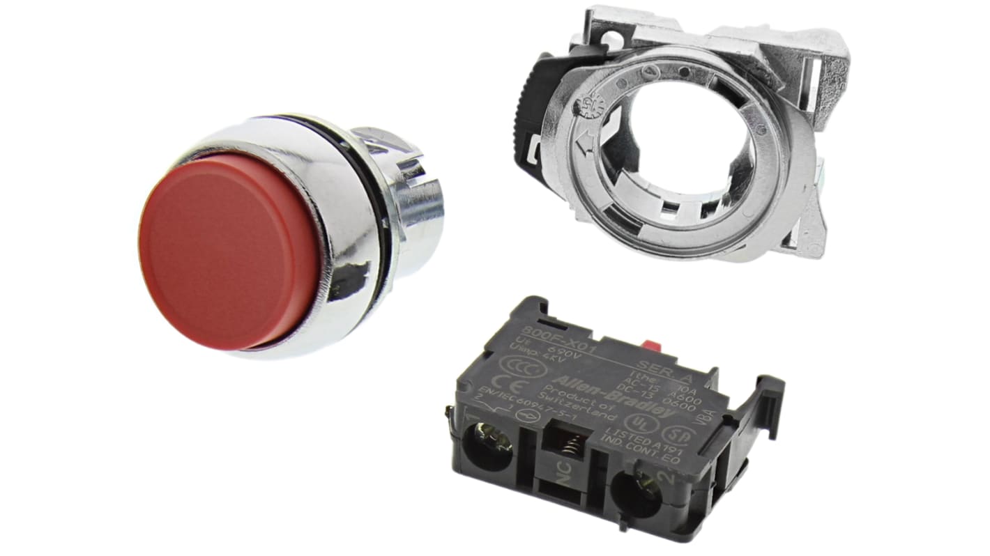 Allen Bradley 800F Series Push Button, Panel Mount, 22mm Cutout, SPST