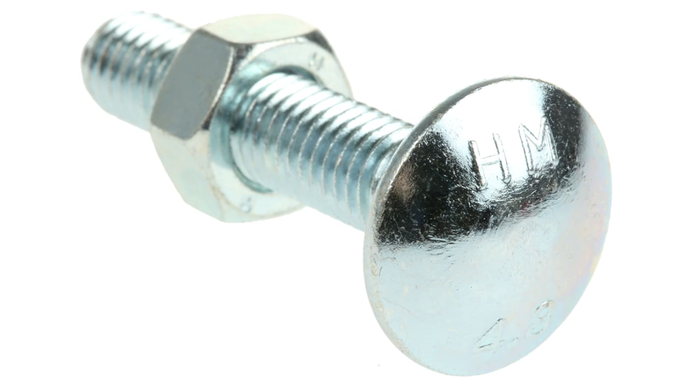 Śruba, Powlekane jasnym cynkiem, Stalowe, M8 x 40mm, Stal miękka