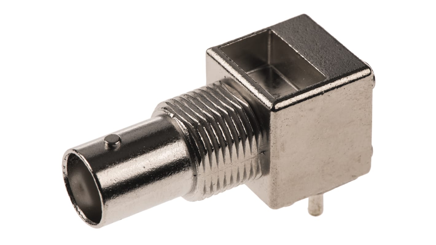 TE Connectivity, Jack PCB Mount BNC Connector, 50Ω, Through Hole Termination, Right Angle Body
