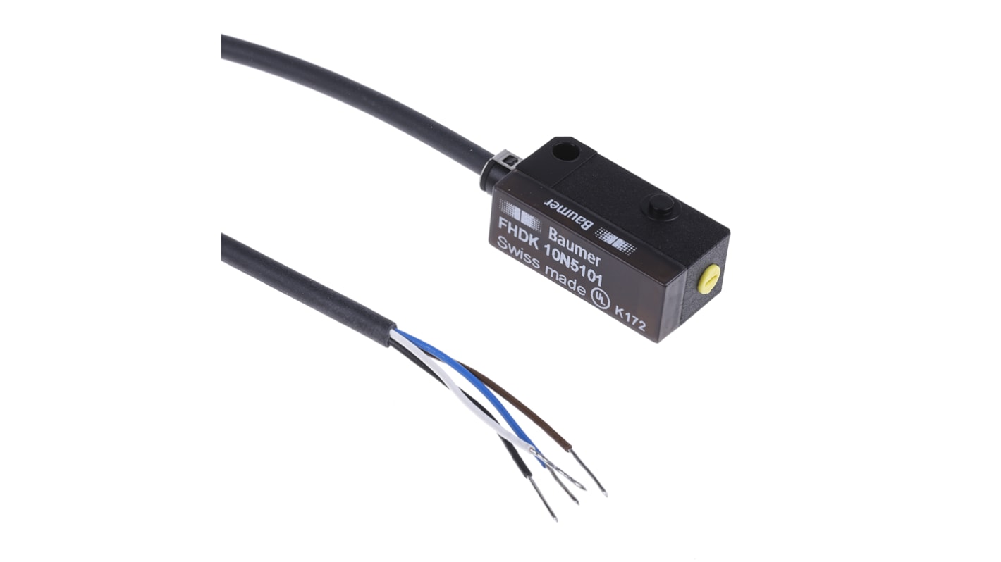 Rs-Online Sensore fotoelettrico Rettangolare Baumer a diffusione rilevamento 20 mm → 120 mm uscita NPN