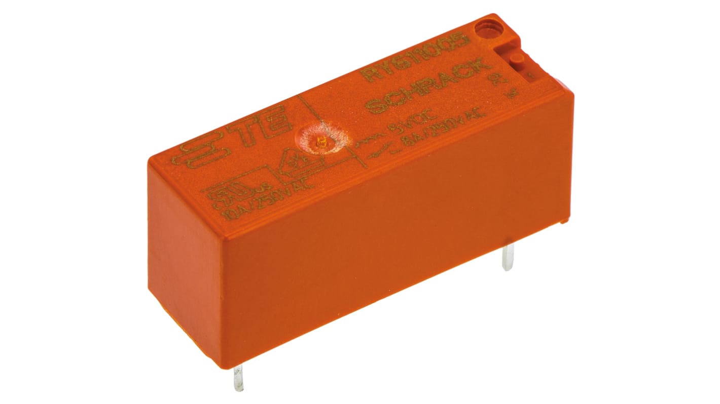 TE Connectivity PCB Mount Power Relay, 5V dc Coil, 8A Switching Current, SPDT