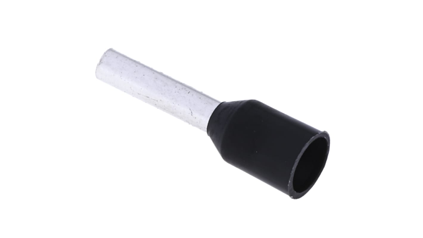 RS PRO Aderendhülsen bis 1.5mm², Stift ø 1.7mm, Schwarz, Nylon, 8mm, 14.3mm, Isoliert, 16AWG max.