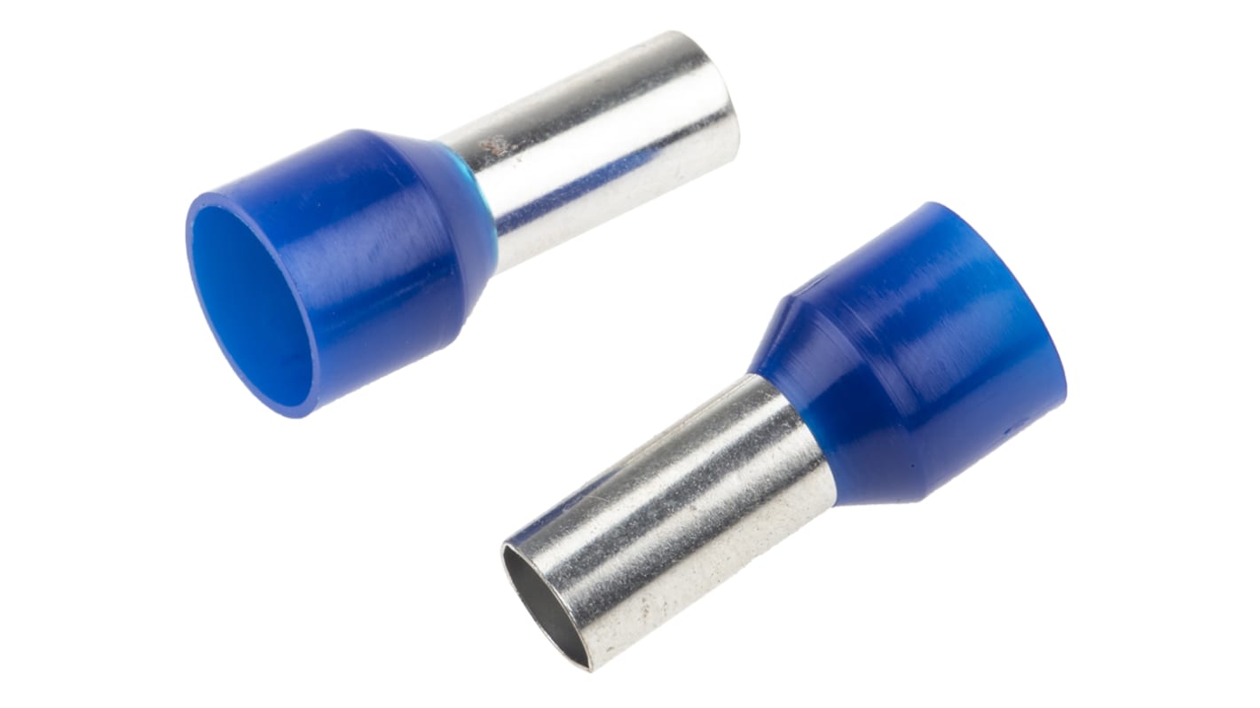 RS PRO Aderendhülsen bis 16mm², Stift ø 5.8mm, Blau, Nylon, 12mm, 22mm, Isoliert, 6AWG max.