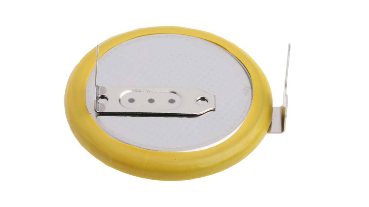 Panasonic BR2325纽扣电池, 3V, 165mAh, 锂聚碳酸脂一氟化物, PCB 引脚接端, 23 x 2.5mm, BR系列, BR2325