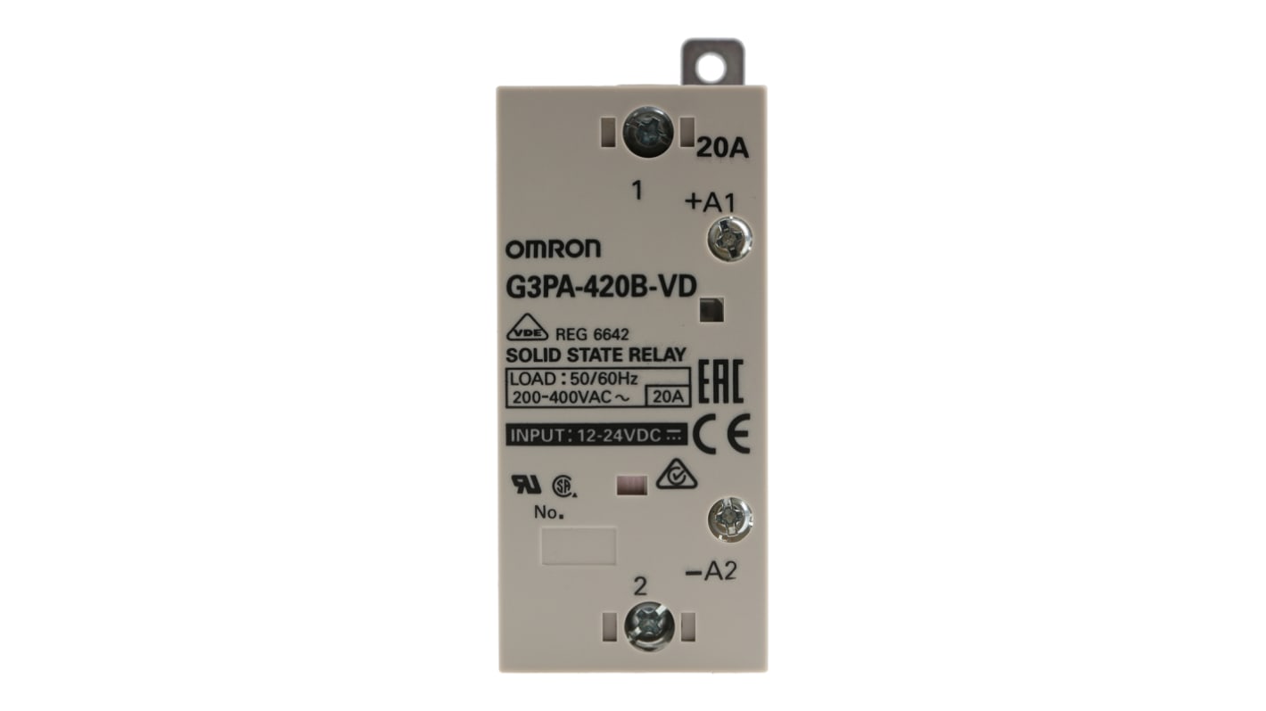 Omron G3PA Series Solid State Relay, 20 A Load, DIN Rail Mount, 440 V Load, 30 V Control
