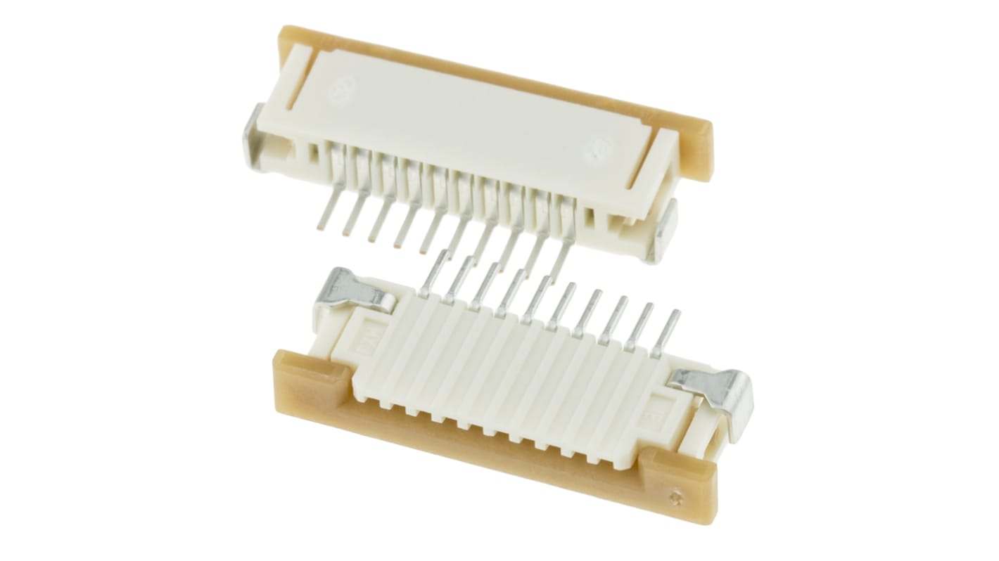 Molex FPC连接器, 母座, 10p, 1mm间距, 单排, SMT安装, 直角, 500mA, 50 V 交流/直流, Easy-On系列