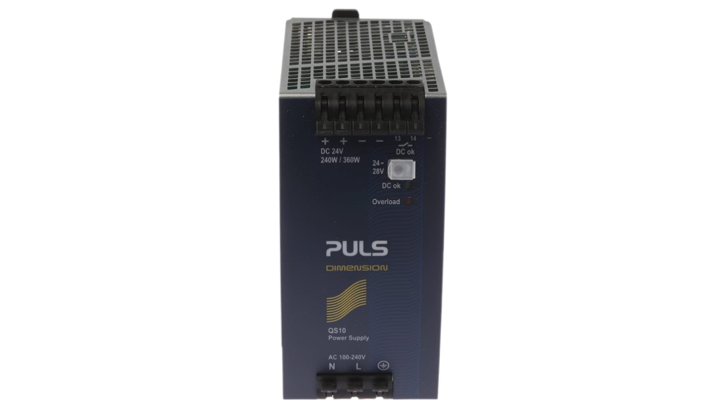 PULS DIMENSION Q Switched Mode DIN Rail Power Supply, 100 → 240V ac ac Input, 24V dc dc Output, 10A Output, 240W