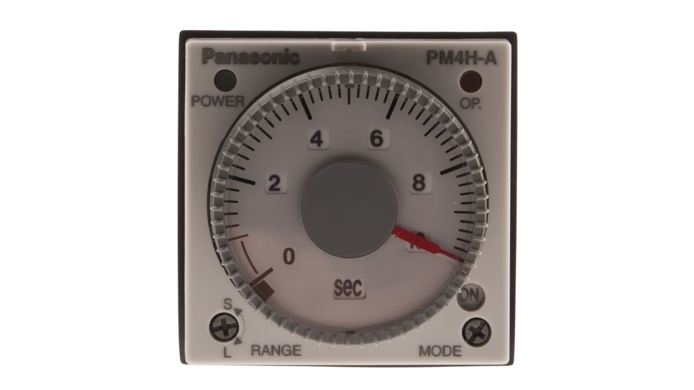 Panasonic Timer Relay, 100 → 240V ac, 2-Contact, 1 s → 500h, 1-Function, DPDT