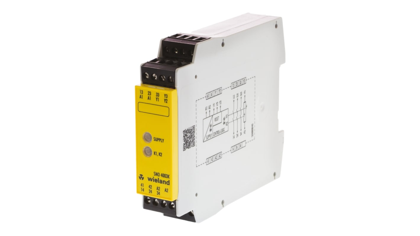 Wieland safeRELAY SNO 4003 Safety Monitoring Safety Relay, 24V ac/dc, Dual-Channel, 3 Safety Contacts
