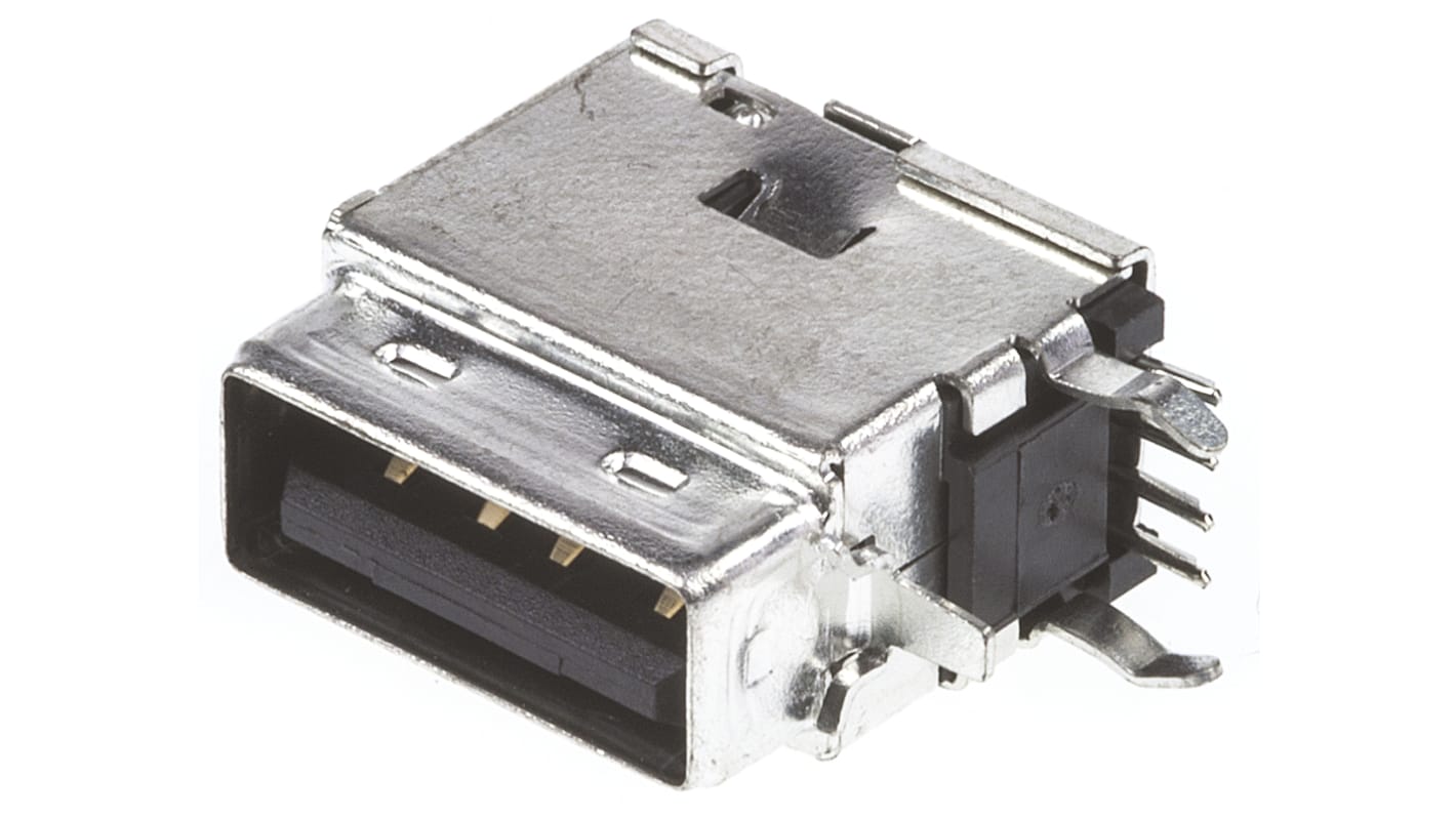 Conector USB Molex 89485-8000, Hembra, , 1 puerto puertos, Ángulo de 90° , Montaje en orificio pasante, 700.0 V., 1.0A