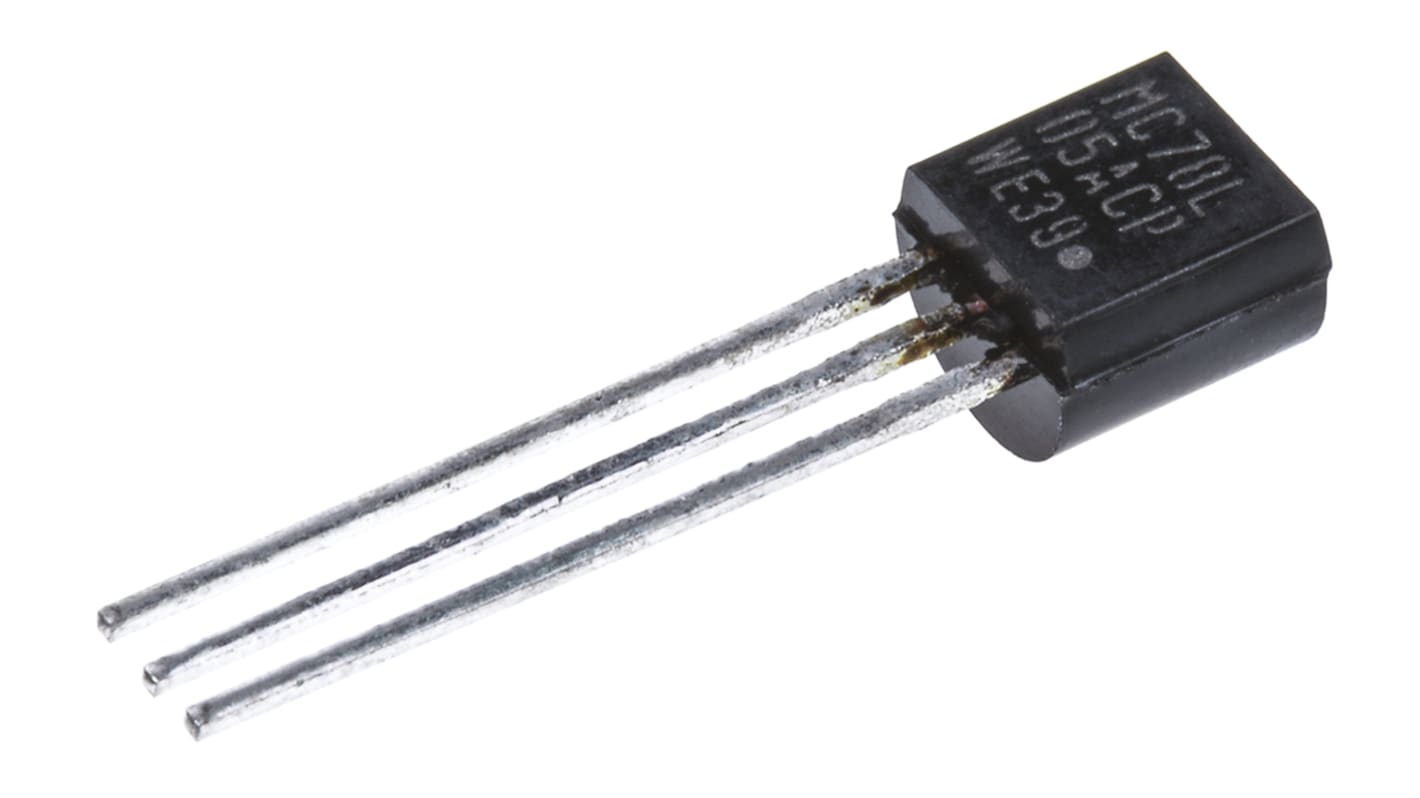 onsemi 线性稳压芯片, 5 V输出, 100mA最大输出, 单路输出, TO-92, 3针, 通孔安装, 0 °C→+125 °C