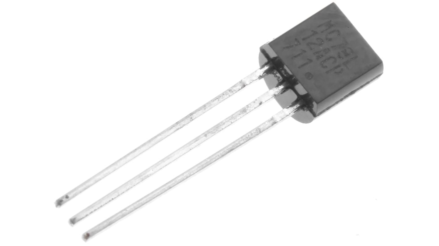 onsemi 线性稳压芯片, 12 V输出, 100mA最大输出, 单路输出, TO-92, 通孔, 3针