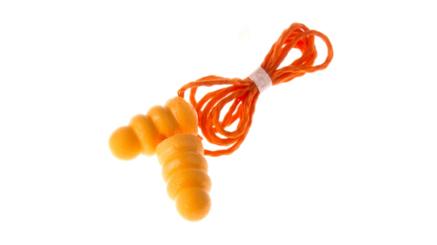 3M 1130 Series Orange Disposable Corded Ear Plugs, 34dB Rated, 100 Pairs