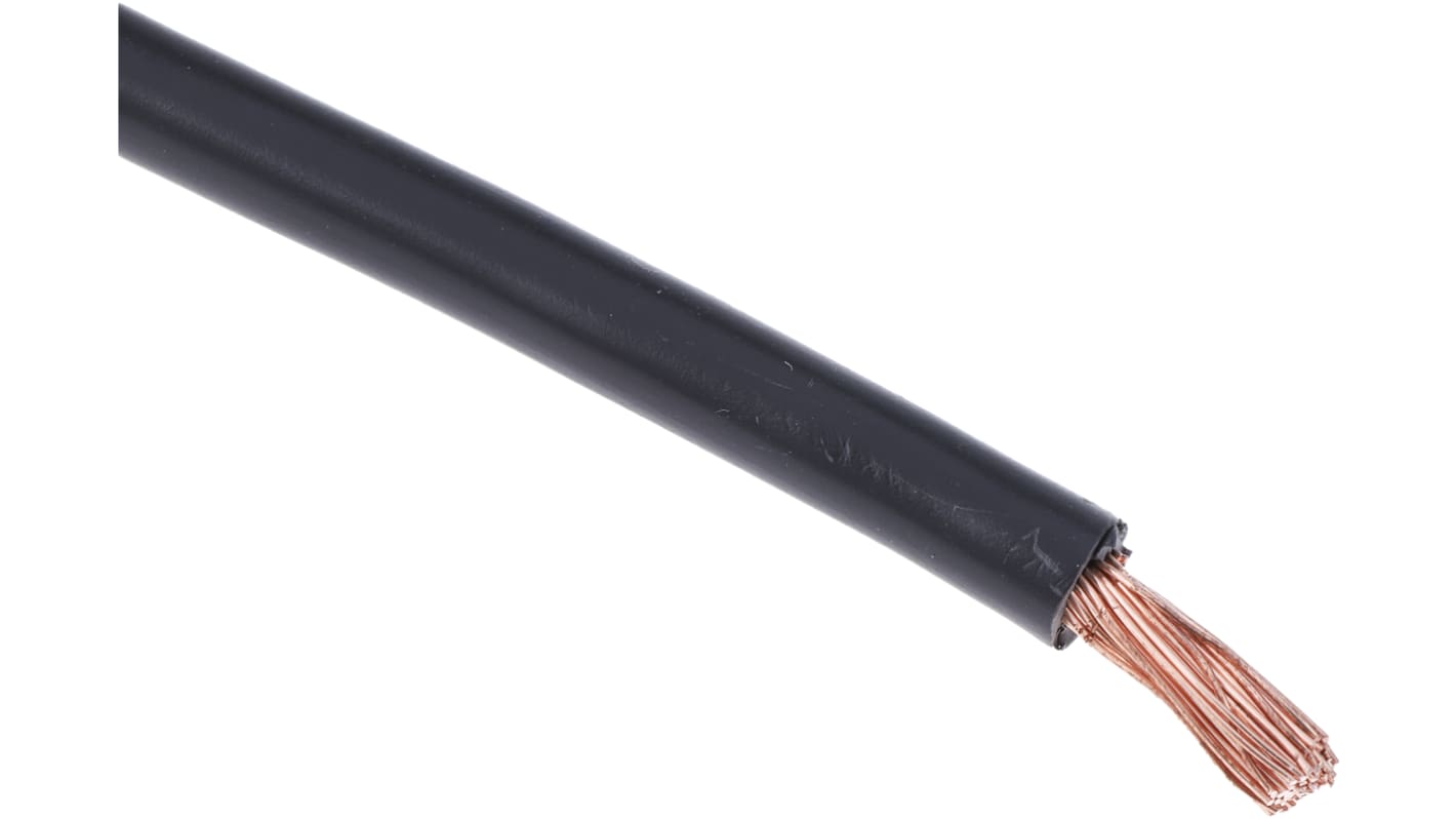 RS PRO Black 6mm² Hook Up Wire, 9 AWG, 80/0.3mm, 25m, PVC Insulation