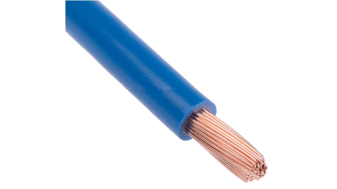 RS PRO Blue 10mm² Hook Up Wire, 7 AWG, 80/0.4 mm, 25m, PVC Insulation