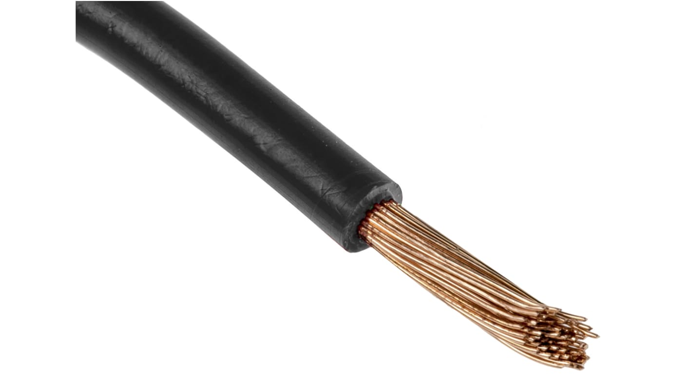 RS PRO Black 16mm² Hook Up Wire, 5 AWG, 126/0.4 mm, 25m, PVC Insulation