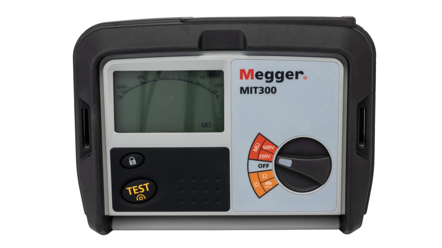 Megger MIT300 Insulation & Continuity Tester, 250V Min, 500V dc Max, 999MΩ Max, CAT III 600V - UKAS Calibration