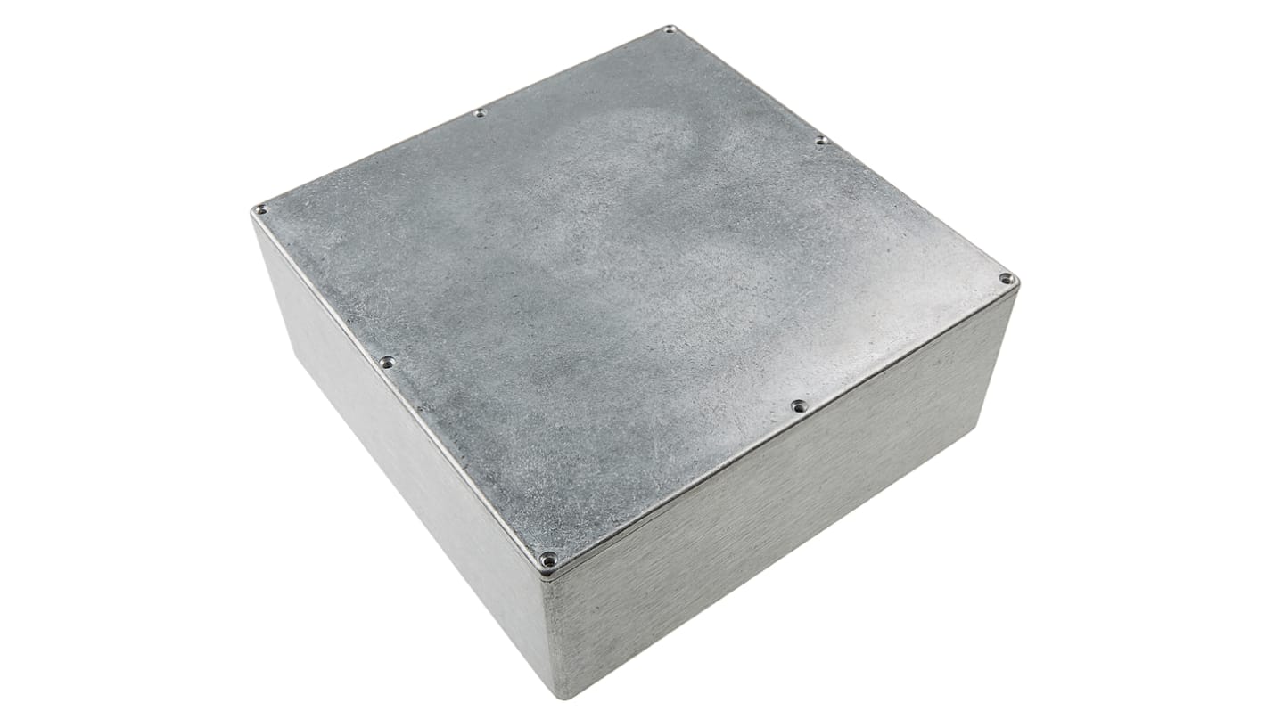 RS PRO Silver Die Cast Aluminium Enclosure, Silver Lid, 250 x 250 x 100mm